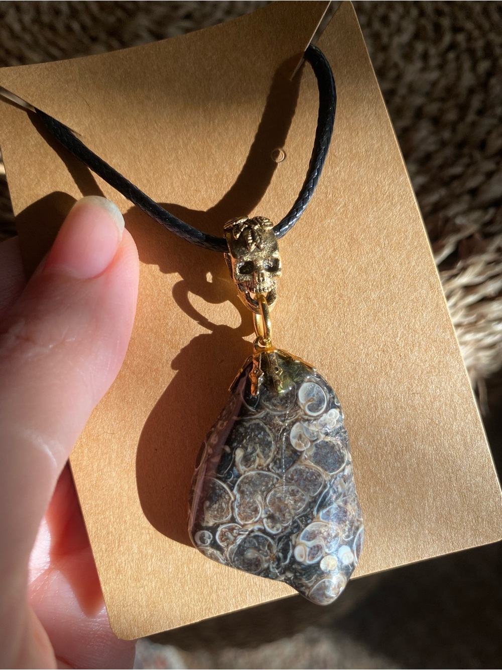 Natural Authentic Turritella Fossil Agate Statement Pendant